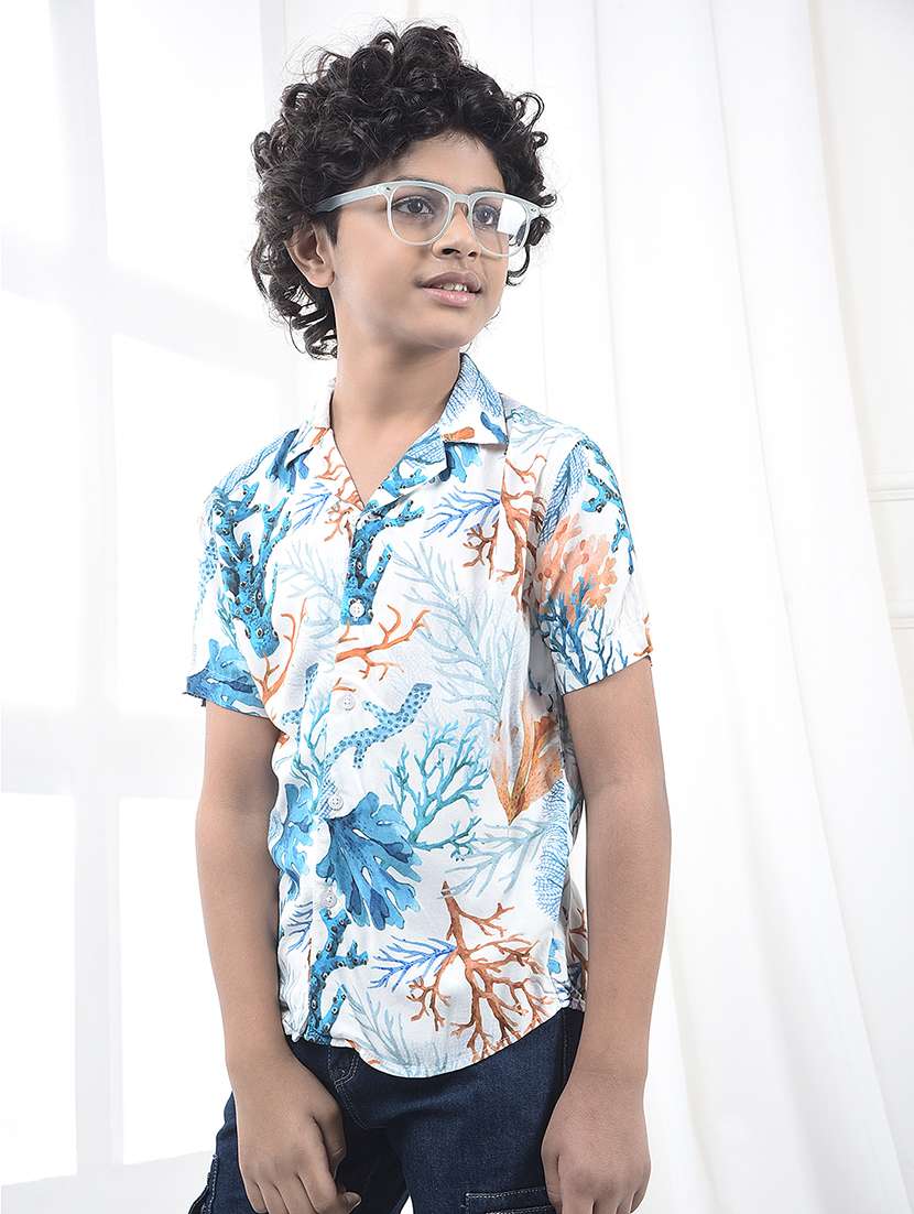 boys printed short sleeve casual shirt