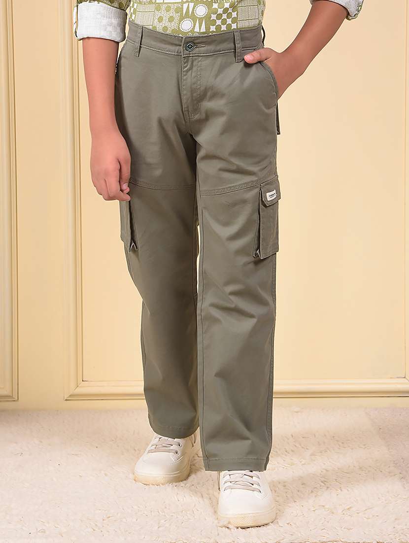 boys solid mid rise cargo 