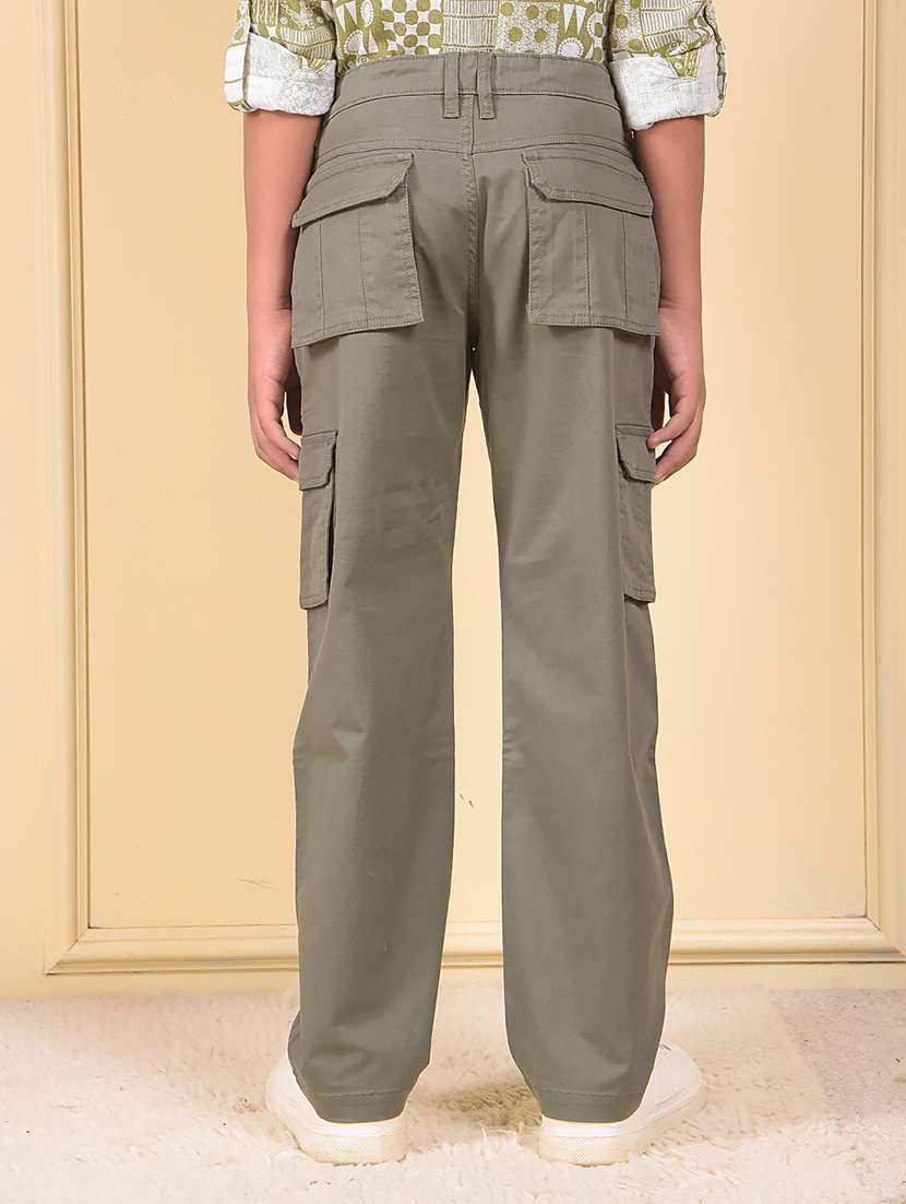 boys solid mid rise cargo  - 22074424 -  Standard Image - 3