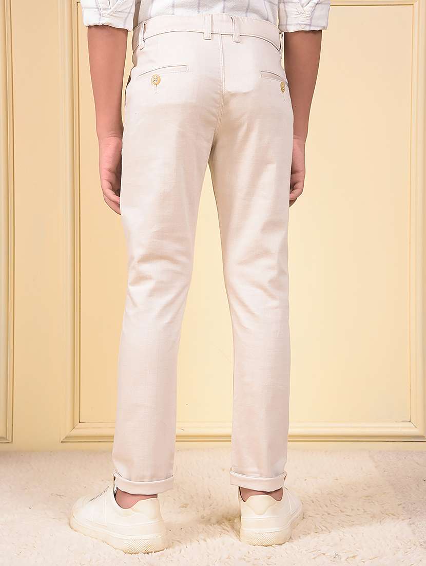 boys solid mid rise slim fit chinos  - 22074425 -  Standard Image - 3