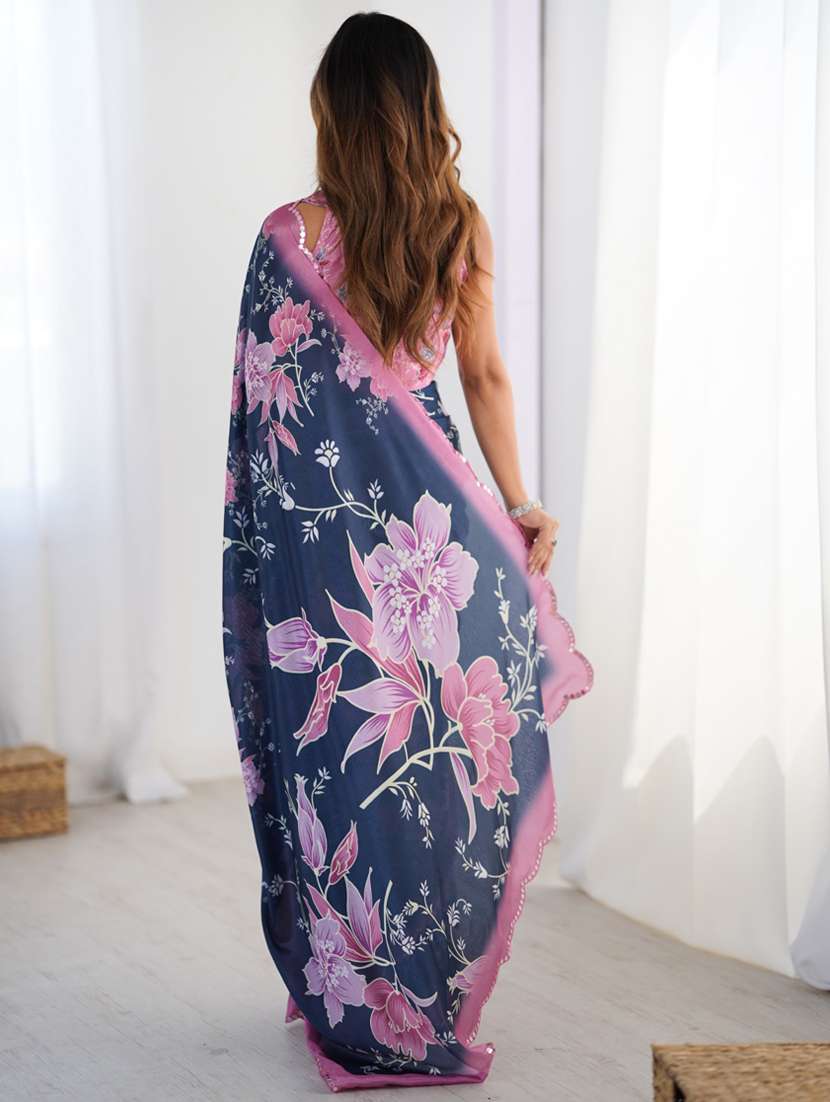 women printed casual wear saree with blouse - 22074460 - Standard Image - 3