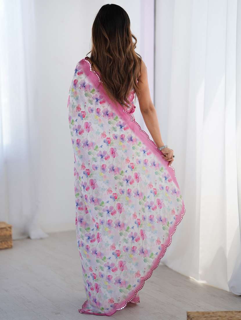 women printed casual wear saree with blouse - 22074466 -  Standard Image - 3