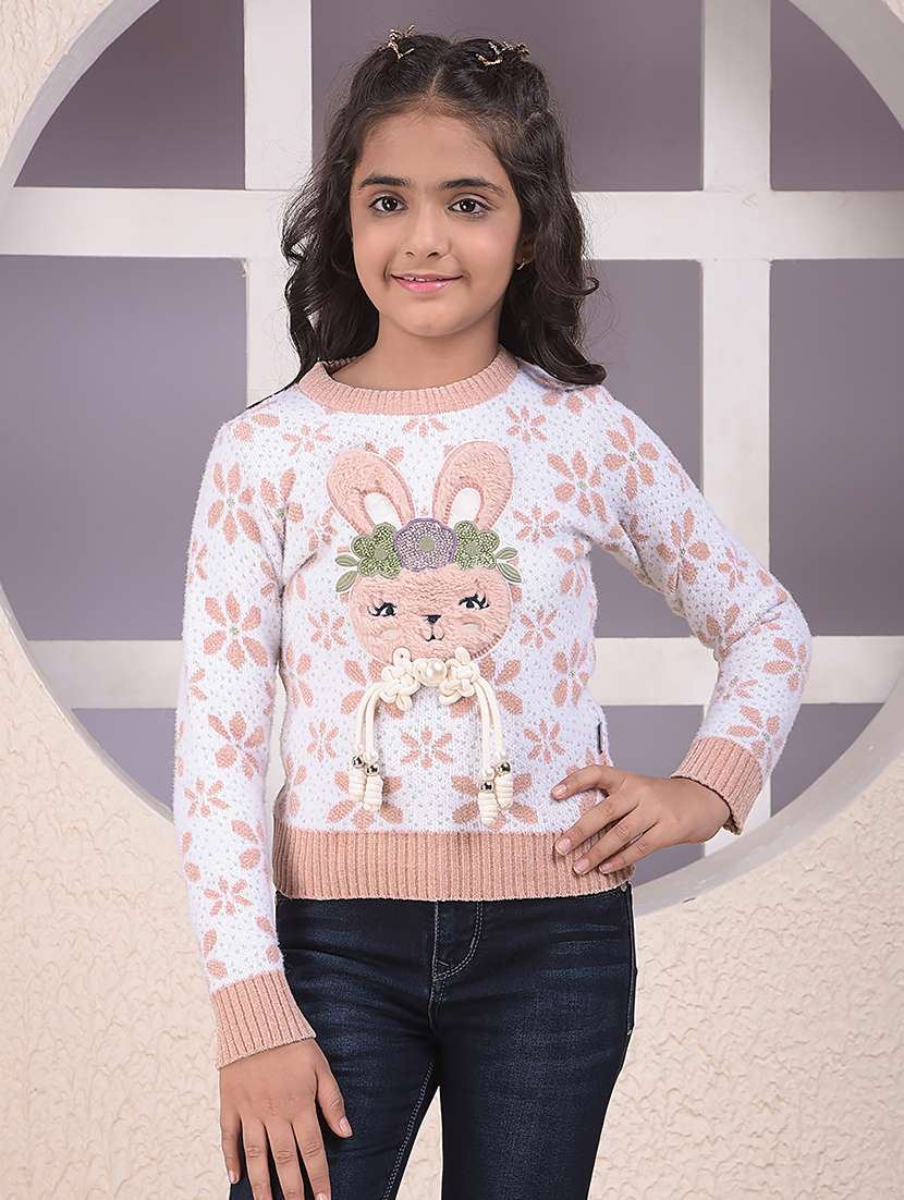girls self designed long sleeve sweater