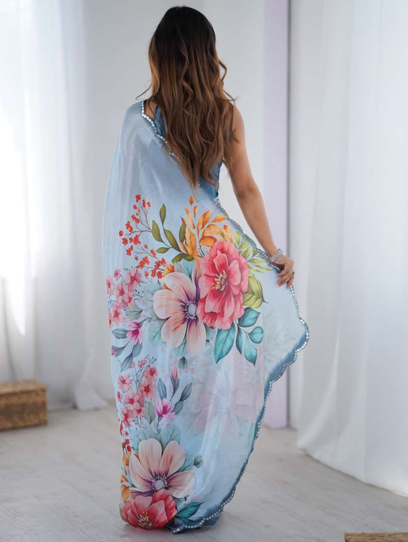 women printed casual wear saree with blouse - 22074475 -  Standard Image - 3