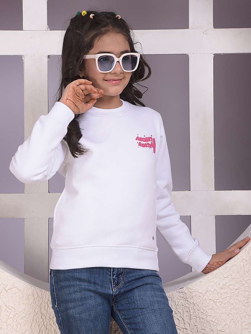 girls solid long sleeve sweatshirt