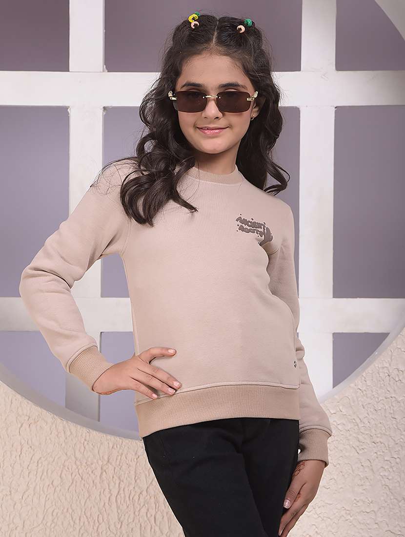 girls solid long sleeve sweatshirt
