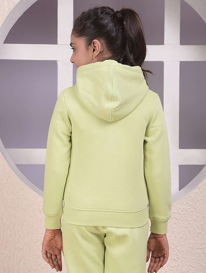 girls solid long sleeve hooded sweatshirt - 22074487 -  Standard Image - 3