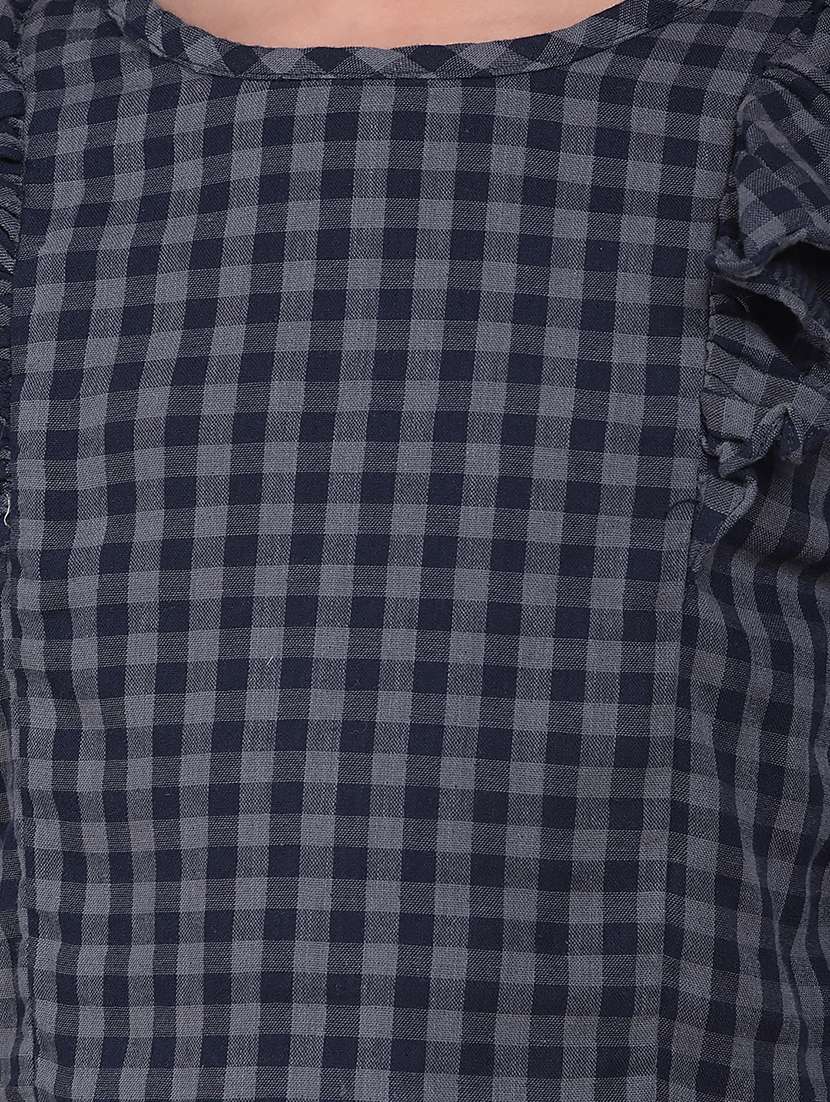 girls checkered long sleeve top - 22074495 -  Standard Image - 5