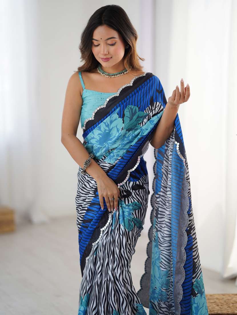 women printed casual wear saree with blouse - 22074504 -  Standard Image - 3