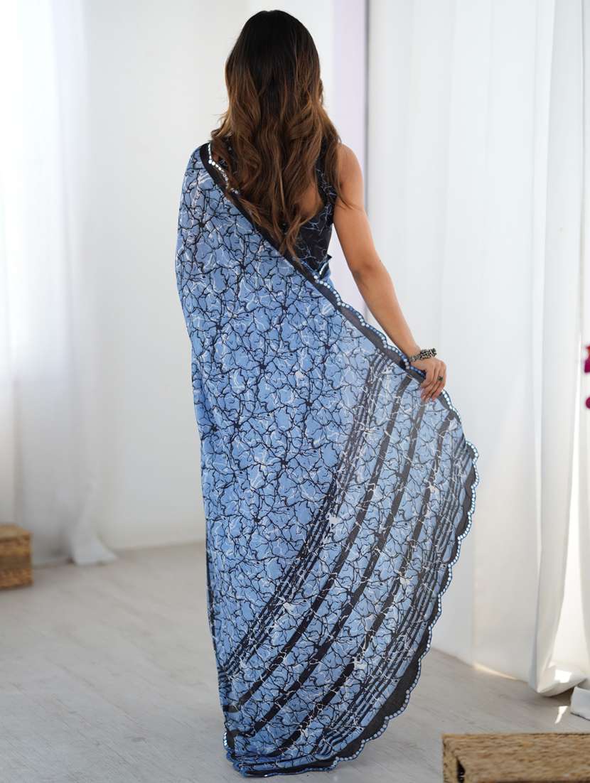 women printed casual wear saree with blouse - 22074505 -  Standard Image - 3