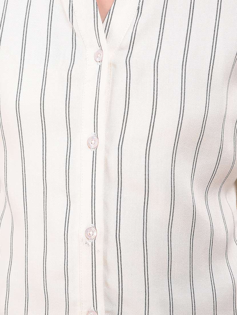 girls striped long sleeve mandarin collar shirt - 22074520 -  Standard Image - 5