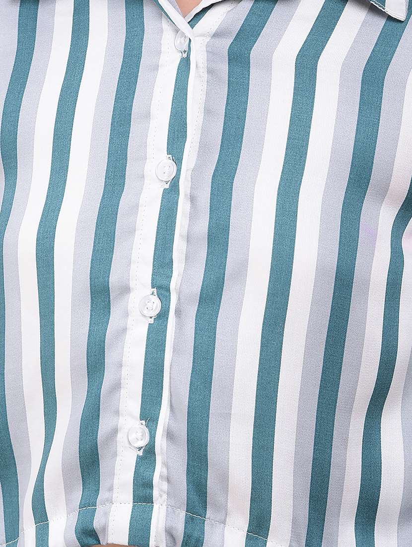 girls striped long sleeve collared shirt - 22074523 -  Standard Image - 5