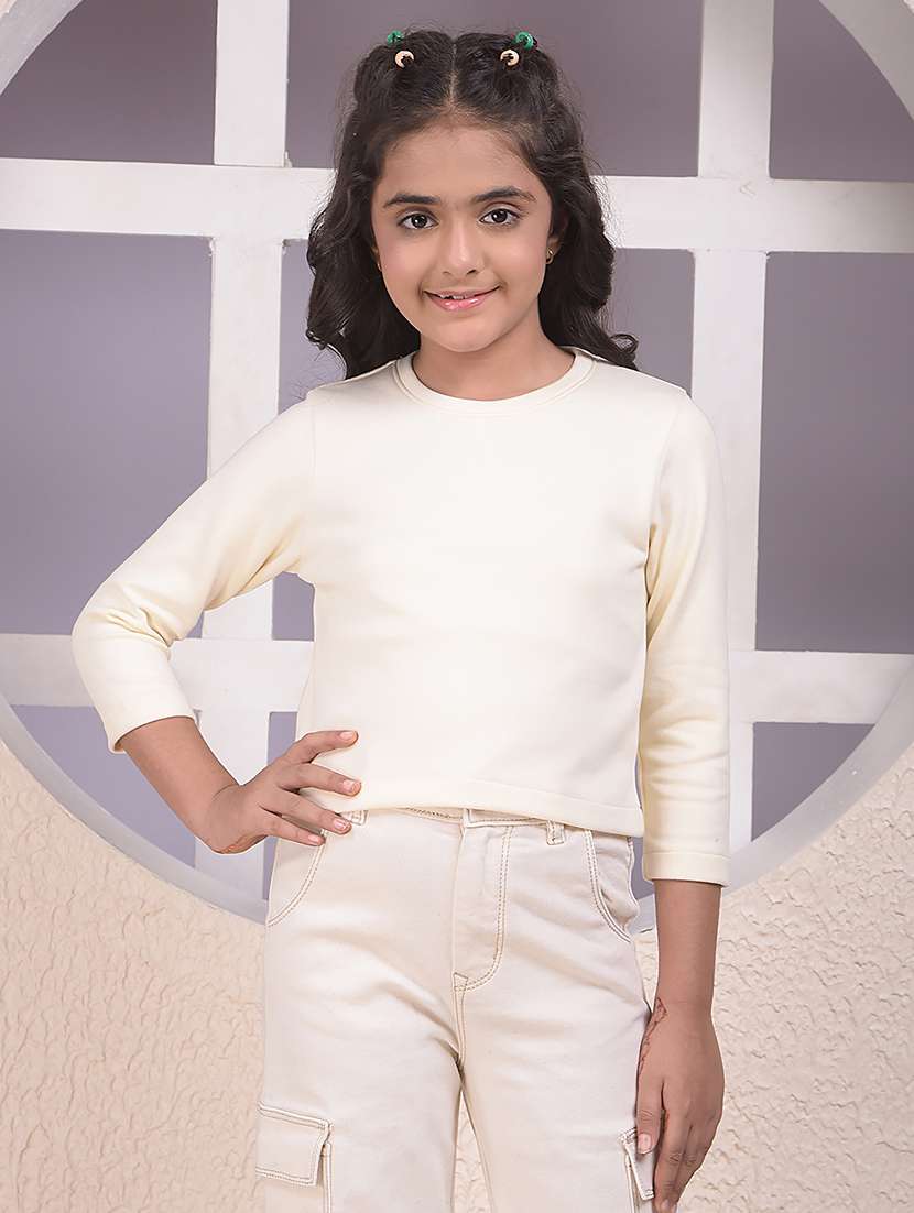 girls soldi round neck three quarter sleeve tee - 22074524 - Zoom Image - 0