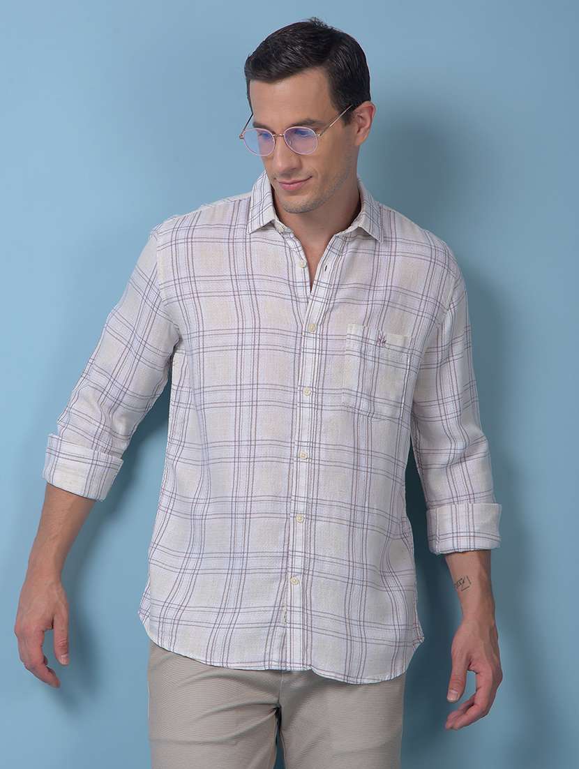 men checkered long sleeve regular fit casual shirt