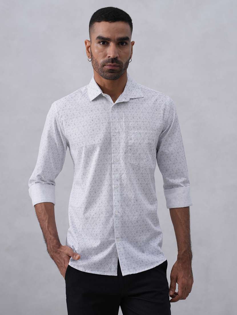 men printed long sleeve regular fit casual shirt