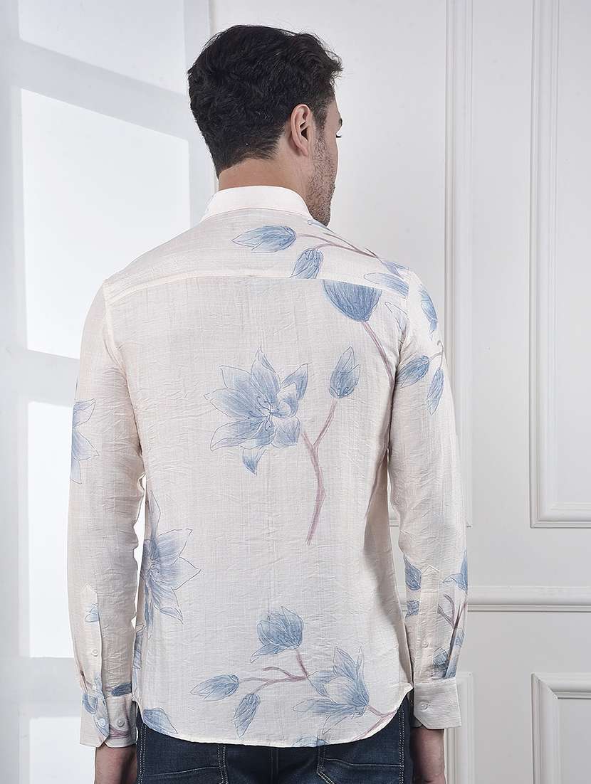 men floral printed long sleeve regular fit casual shirt - 22074536 -  Standard Image - 3