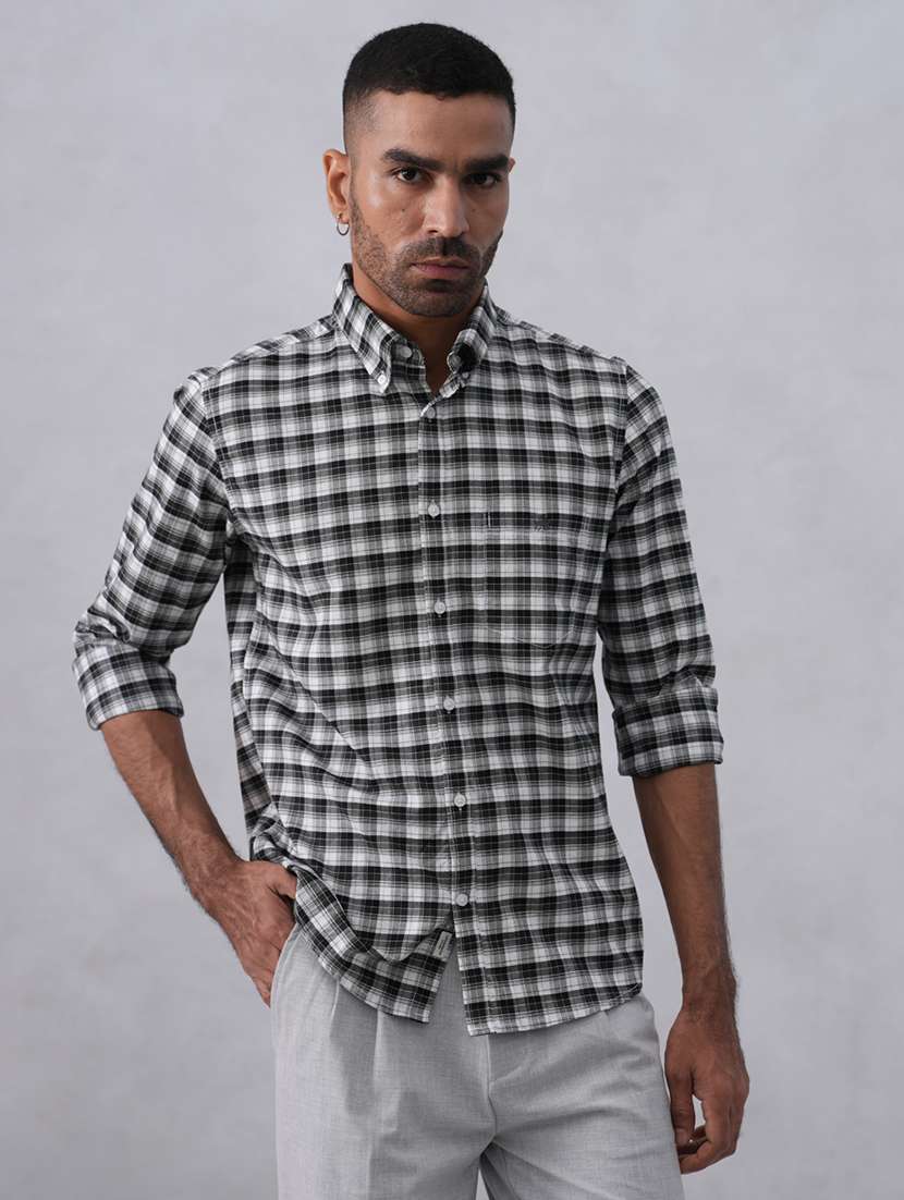 men checkered long sleeve regular fit casual shirt