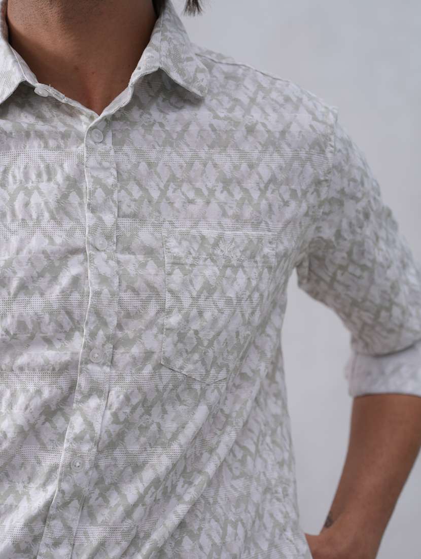 men printed long sleeve slim fit casual shirt - 22074561 -  Standard Image - 3