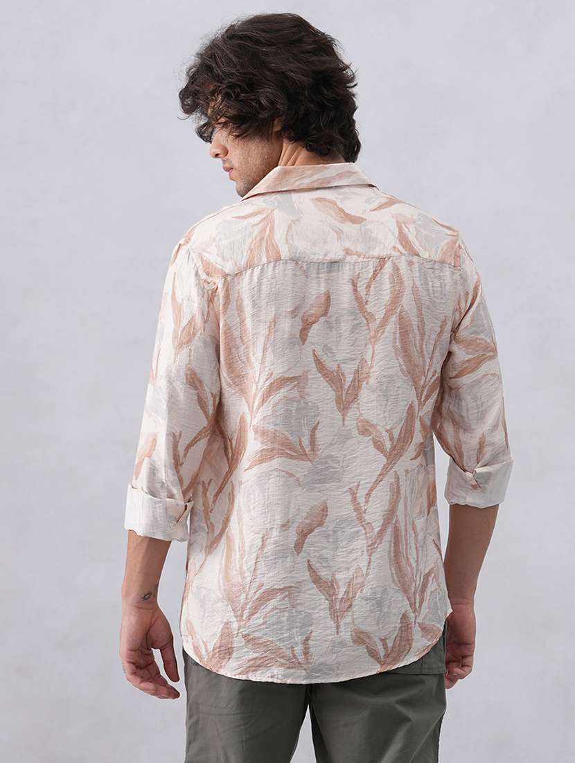 men printed long sleeve regular fit casual shirt - 22074577 - Standard Image - 3