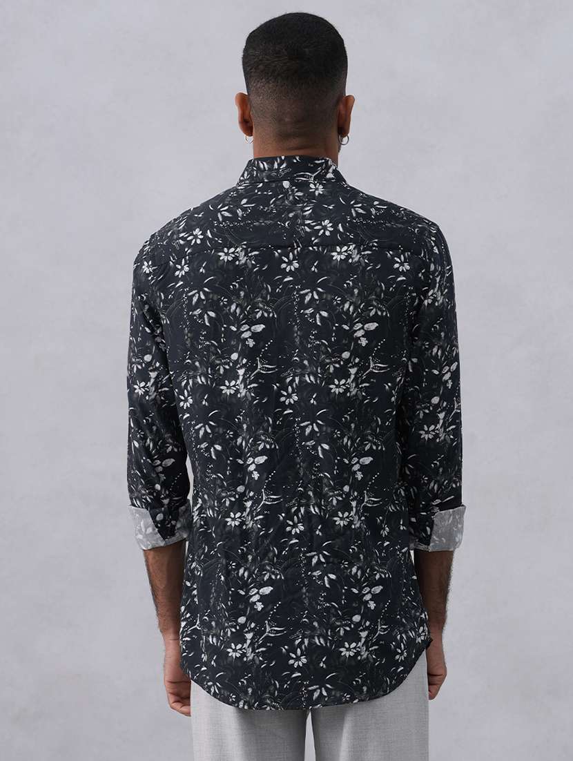 men floral printed long sleeve slim fit casual shirt - 22074579 -  Standard Image - 3