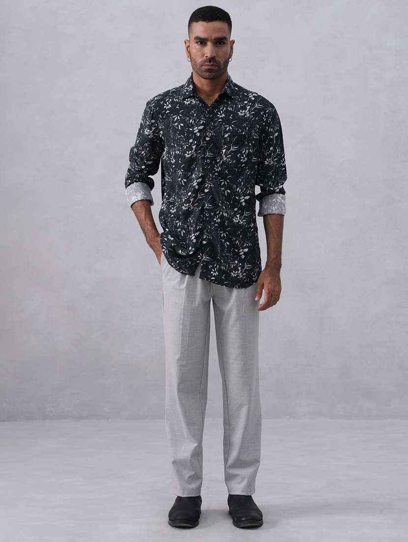 men floral printed long sleeve slim fit casual shirt - 22074579 -  Standard Image - 5