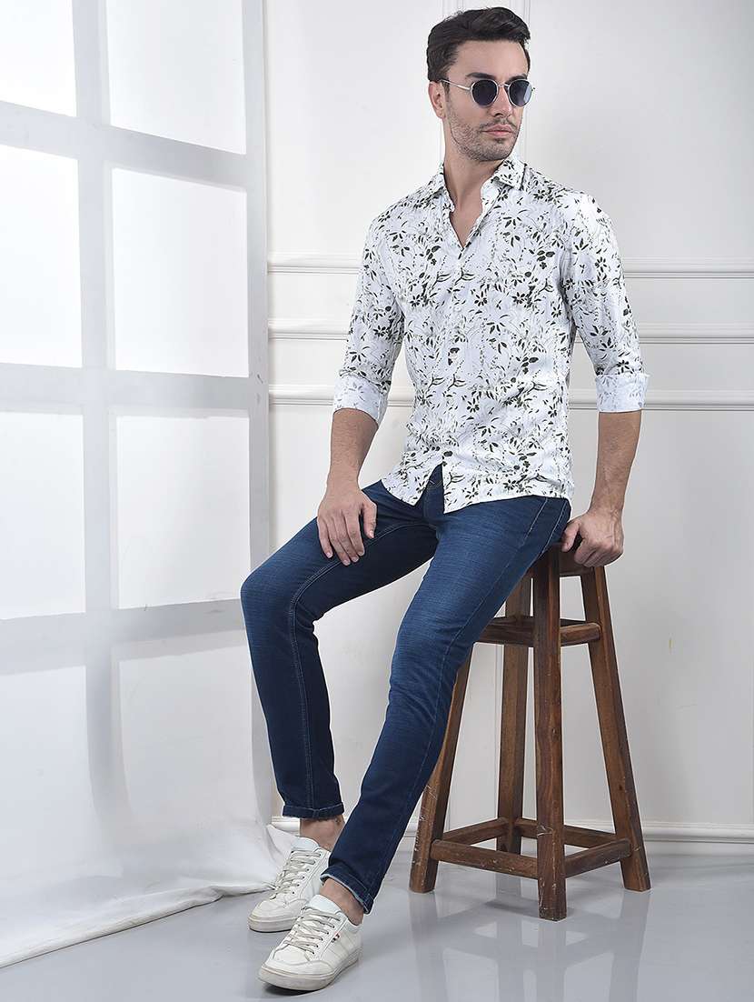 men floral printed long sleeve slim fit casual shirt - 22074580 -  Standard Image - 3
