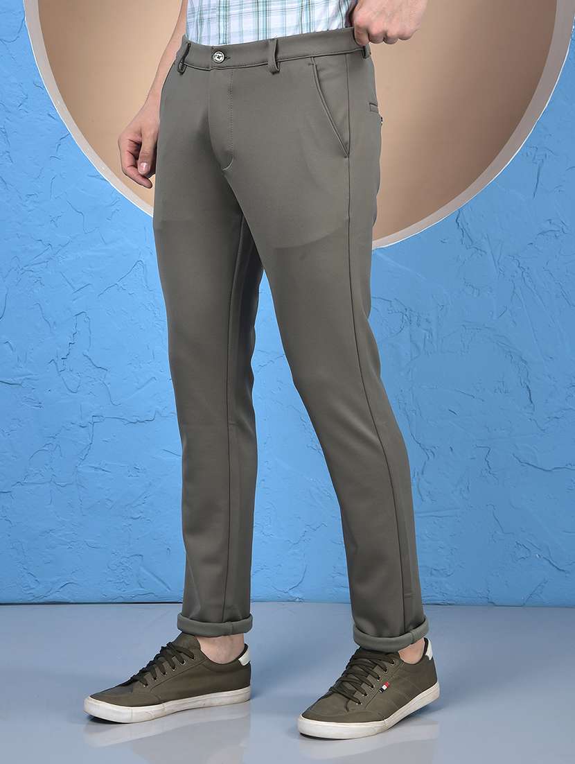 men solid mid rise flat front casual chinos  - 22074587 -  Standard Image - 3