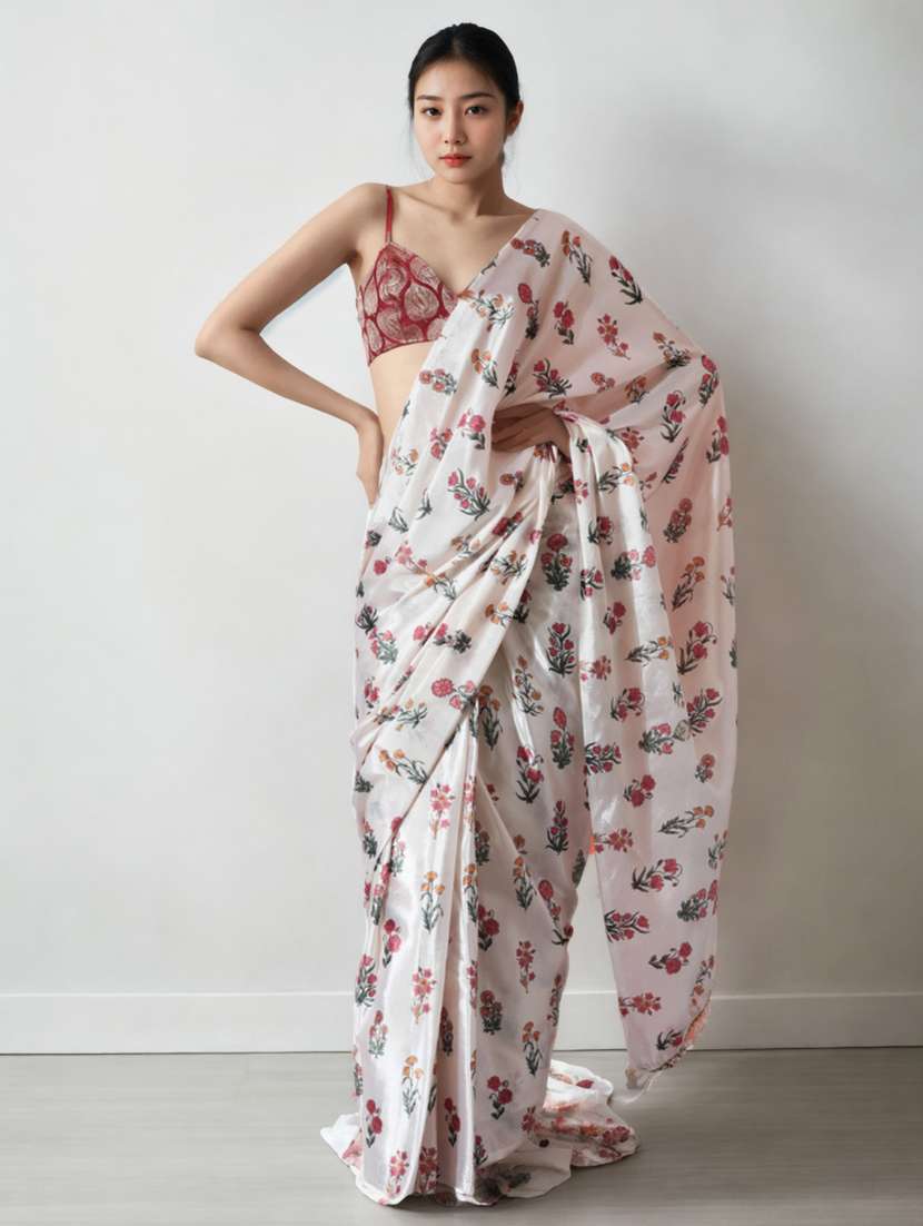women floral printed ready to wear saree with blouse - 22074636 -  Zoom Image - 0