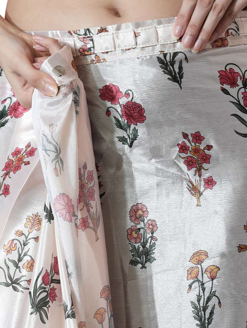 women floral printed ready to wear saree with blouse - 22074636 -  Standard Image - 3