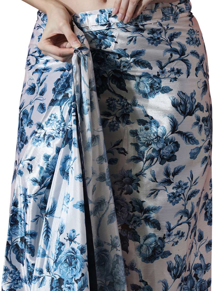 women floral printed ready to wear saree with blouse - 22074637 - Standard Image - 3