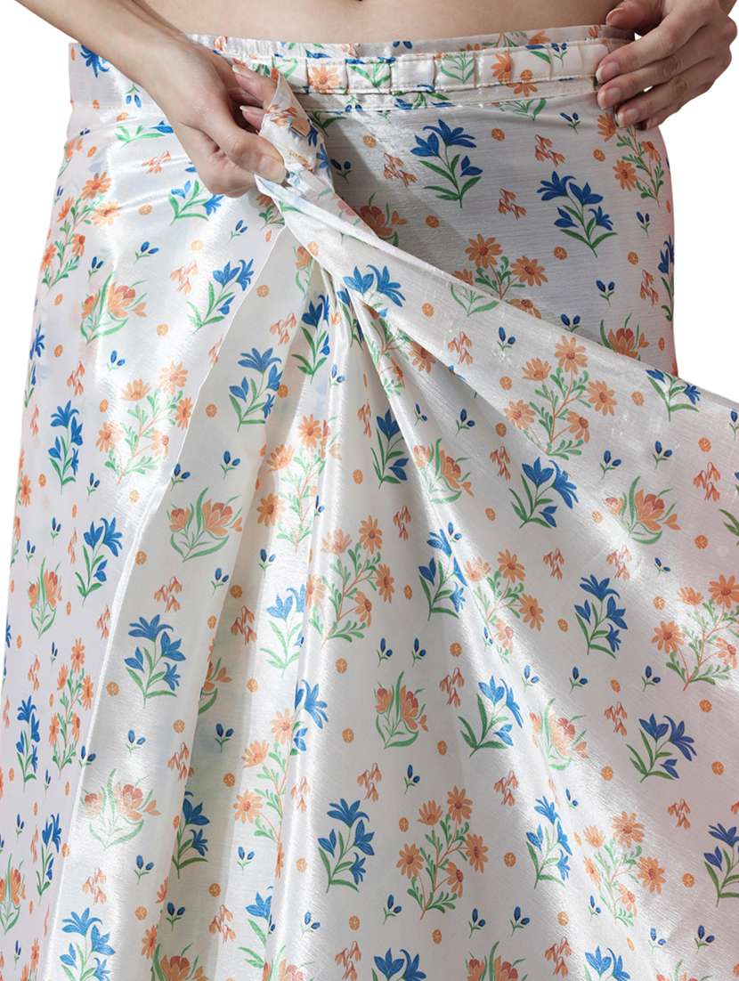 women floral printed ready to wear saree with blouse - 22074639 - Standard Image - 3