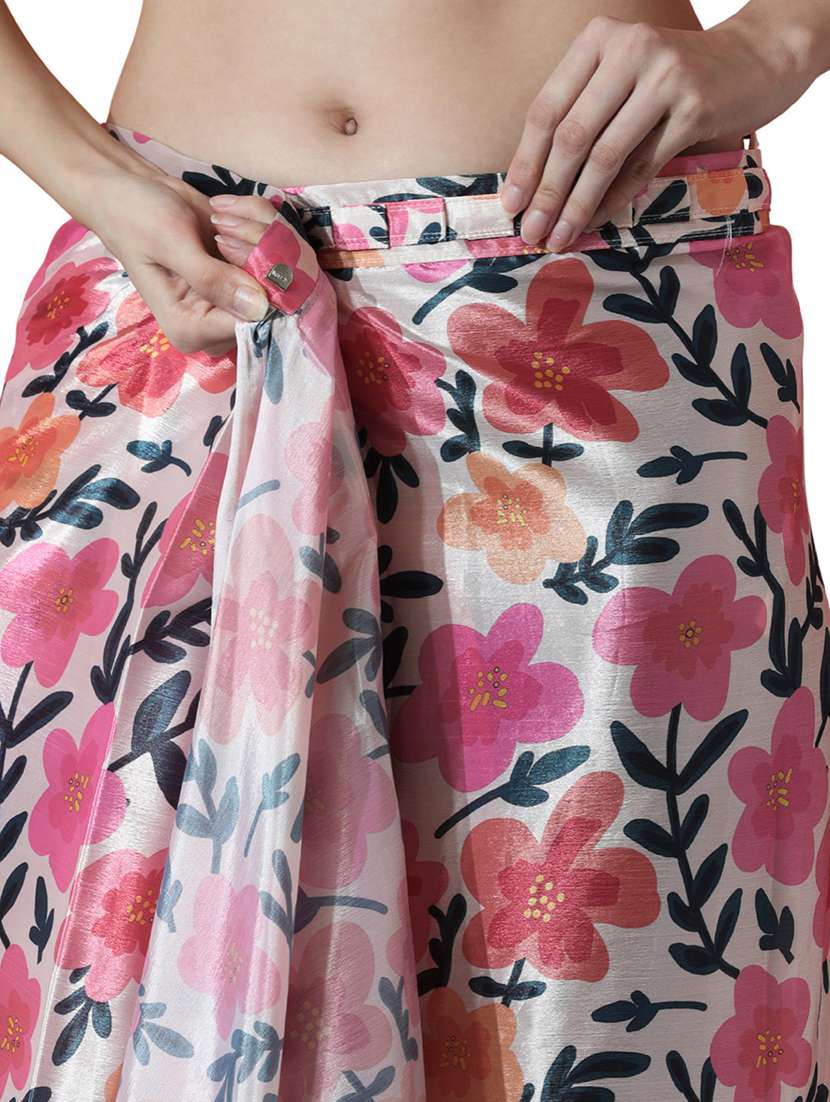 women floral printed ready to wear saree with blouse - 22074641 - Standard Image - 3