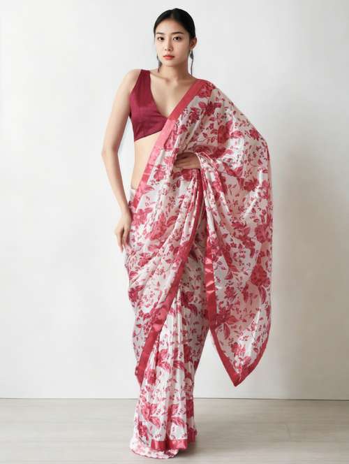 women floral printed ready to wear saree with blouse - 22074644 -  Standard Image - 0