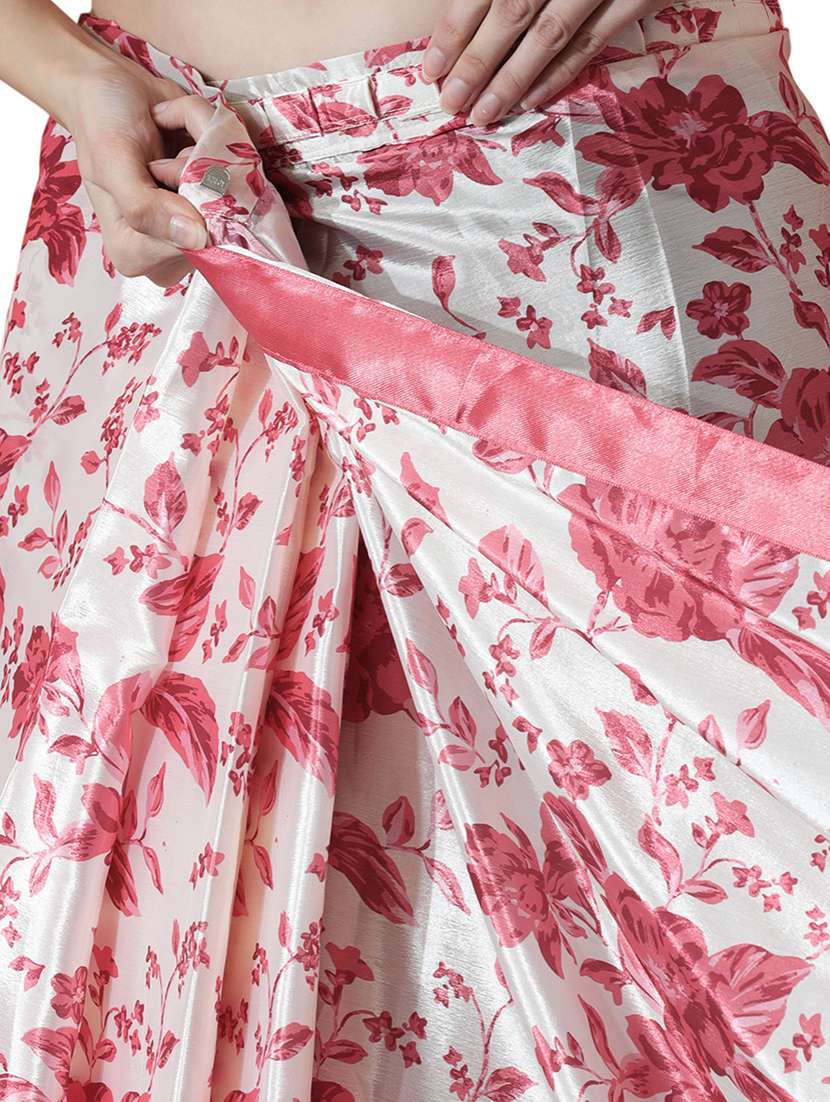 women floral printed ready to wear saree with blouse - 22074644 - Standard Image - 3