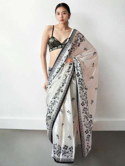 women floral printed ready to wear sareev with blouse - 22074645 - Standard Image - 0