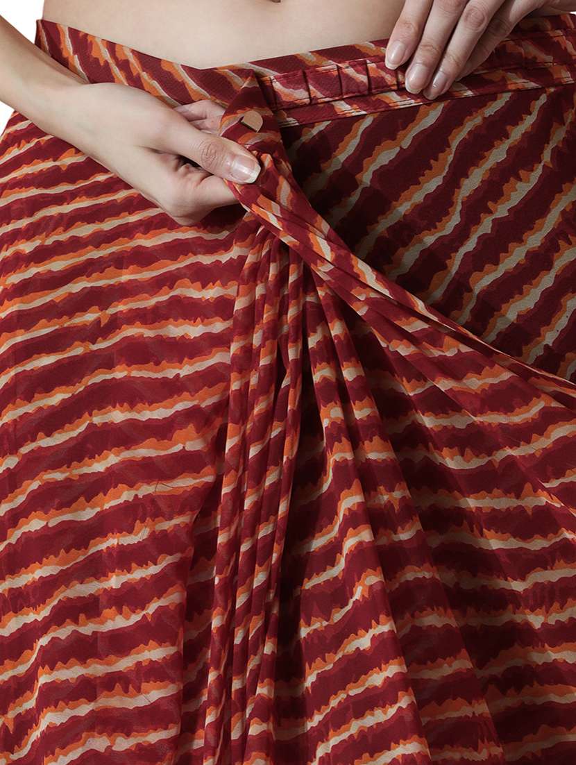 women printed ready to wear saree with blouse - 22074646 -  Standard Image - 3