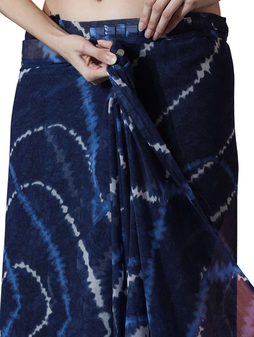 women printed ready to wear saree with blouse - 22074648 -  Standard Image - 3