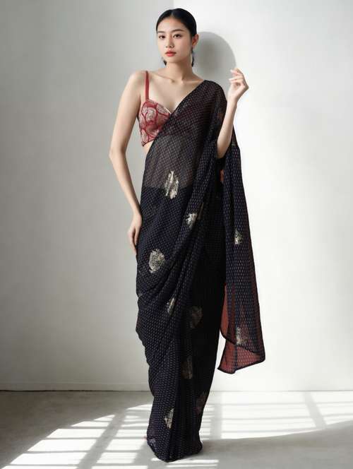 women printed ready to wear saree with blouse - 22074652 -  Standard Image - 0