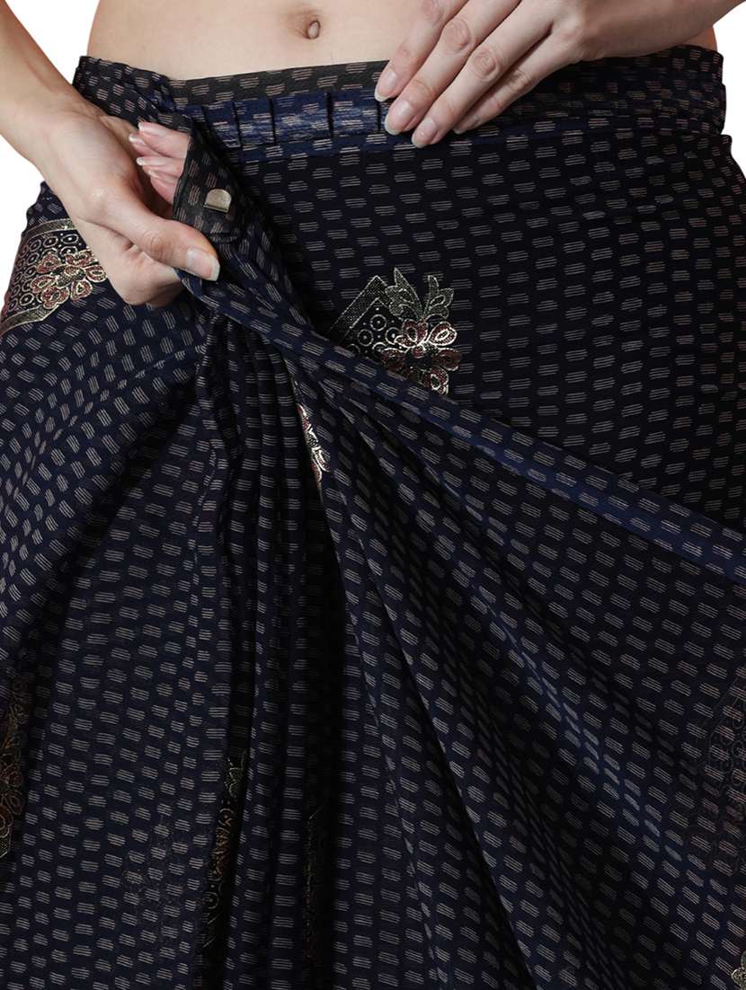 women printed ready to wear saree with blouse - 22074652 -  Standard Image - 3