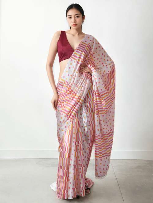 women printed ready to wear saree with blouse - 22074662 -  Standard Image - 0