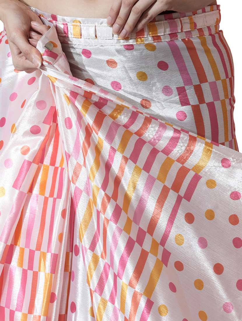 women printed ready to wear saree with blouse - 22074662 -  Standard Image - 3