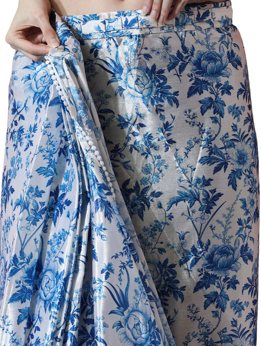 women printed ready to wear saree with blouse - 22074665 - Standard Image - 3