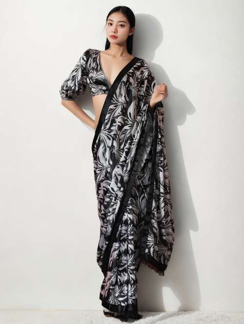 women printed ready to wear saree with blouse - 22074666 -  Standard Image - 0