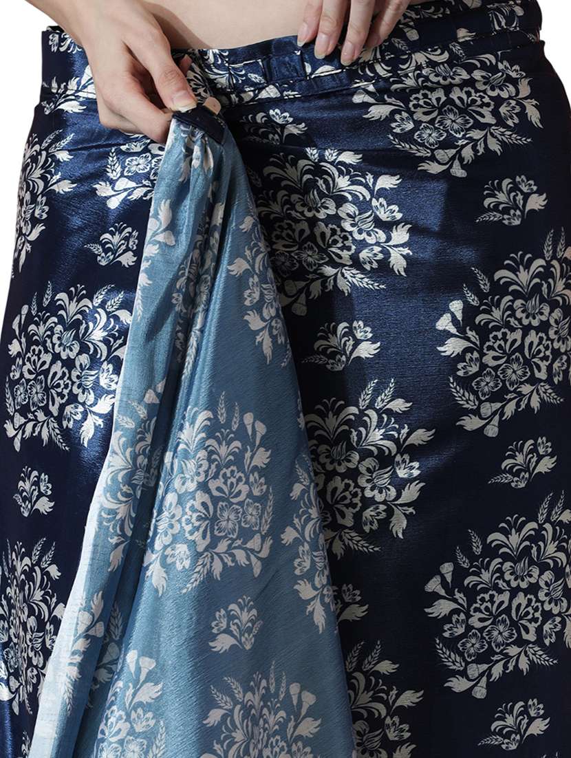 women printed ready to wear saree with blouse - 22074667 -  Standard Image - 3