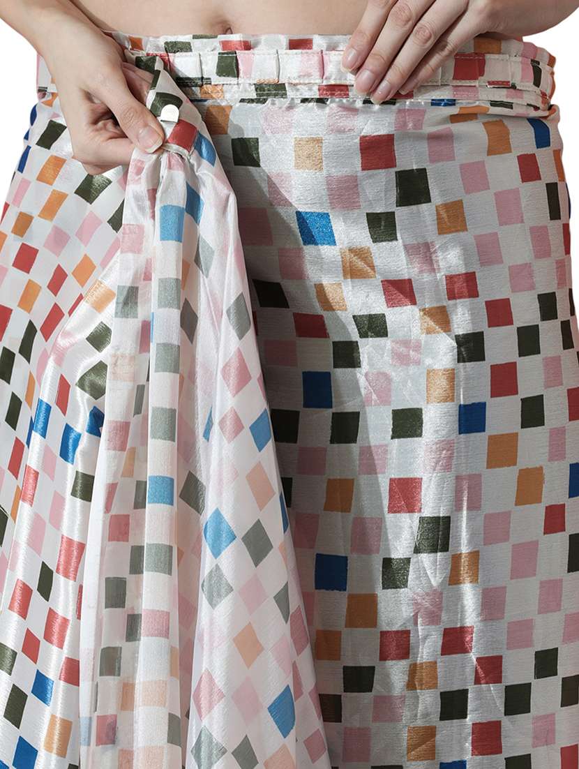 women geometric printed ready to wear saree with blouse - 22074672 -  Standard Image - 3