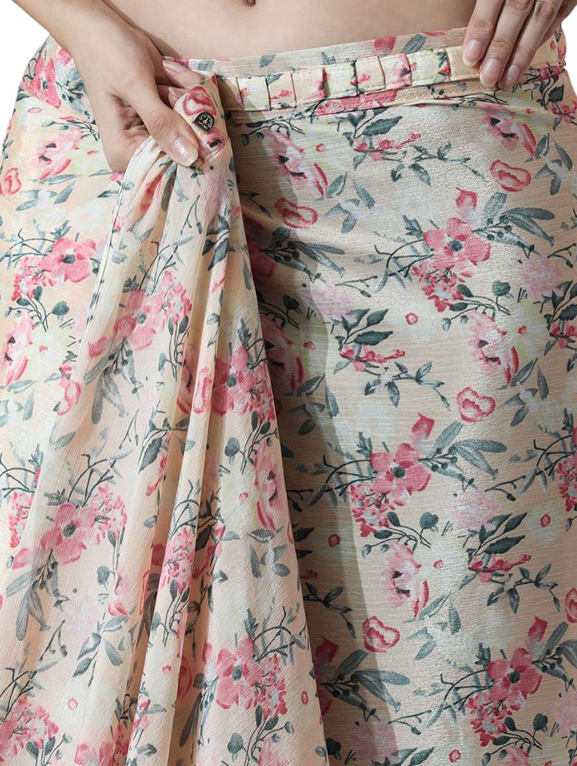 women floral printed ready to wear saree with blouse - 22074673 - Standard Image - 3