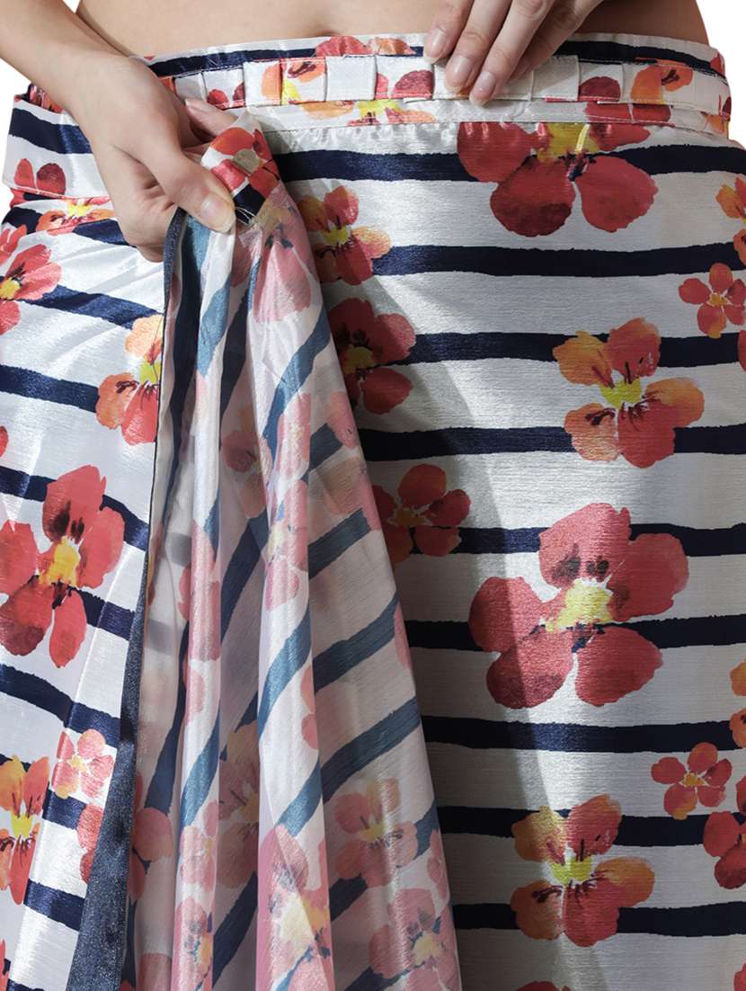 women floral printed ready to wear saree with blouse - 22074678 -  Standard Image - 3