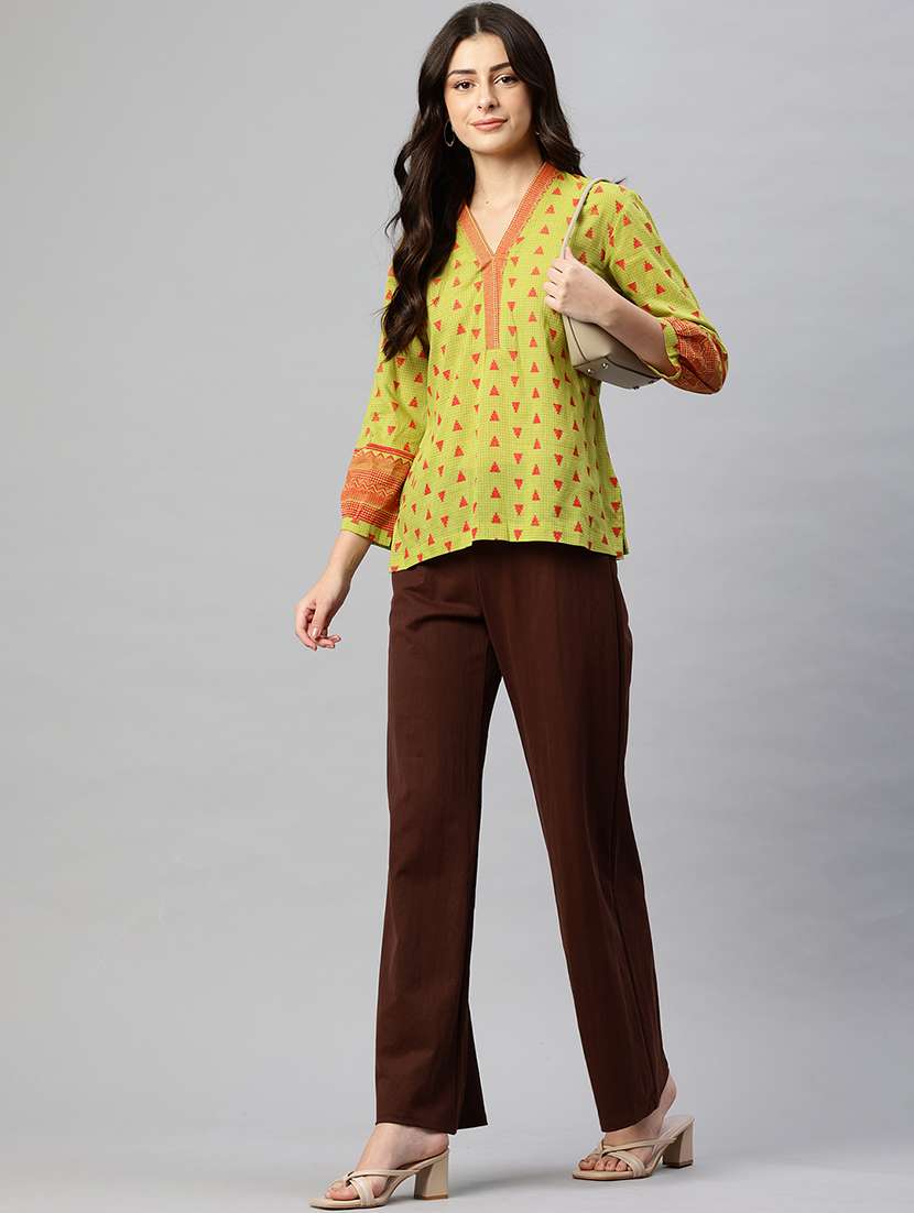 women printed three quarter sleeve regular top - 22074691 -  Standard Image - 3