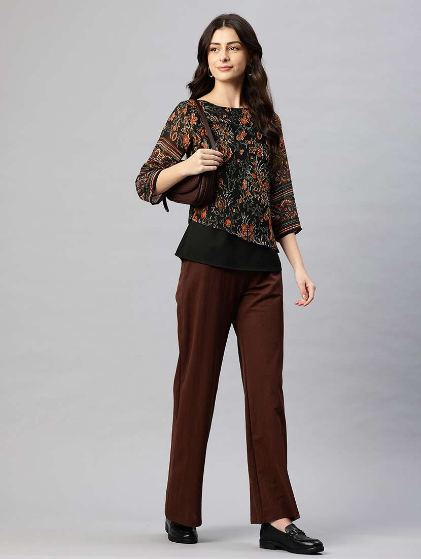 black printed regular fit regular top - 22074700 - Standard Image - 3