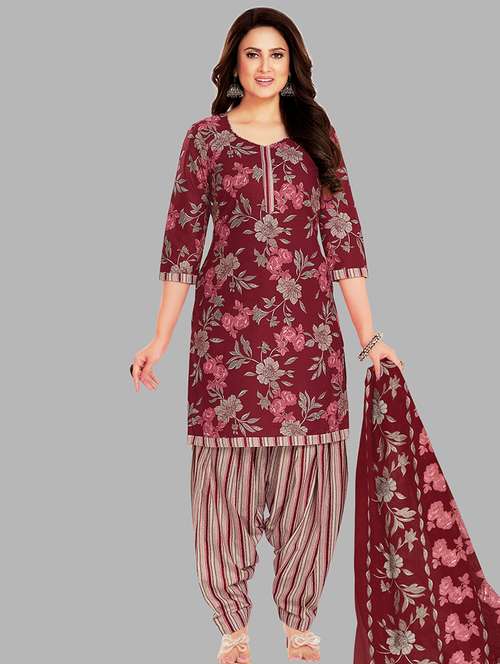 women floral printed unstitched salwar suit set - 22074726 -  Standard Image - 0